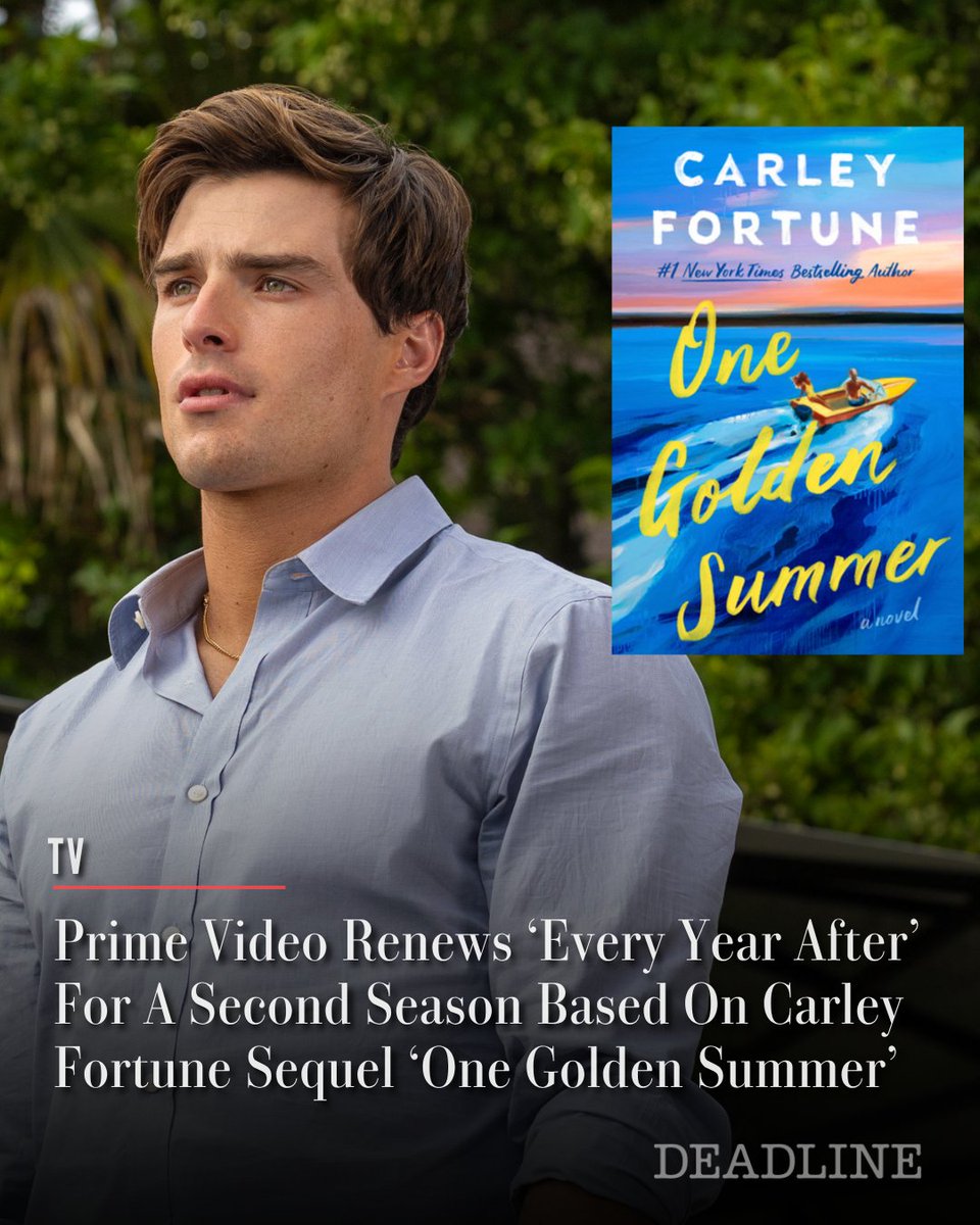 DEADLINE's tweet photo. Prime Video is going back to Barry’s Bay for Season 2 of ‘Every Year After.’ The announcement was made onstage Saturday at Prime Video’s #ObsessedFest.

Source material that will serve as the basis is Carley Fortune’s sequel book of sorts, ‘One Golden Summer,’ which focuses on Charlie Florek’s (Michael Bradway) love story. 

More details here: https://t.co/x4l5Dk4qL6