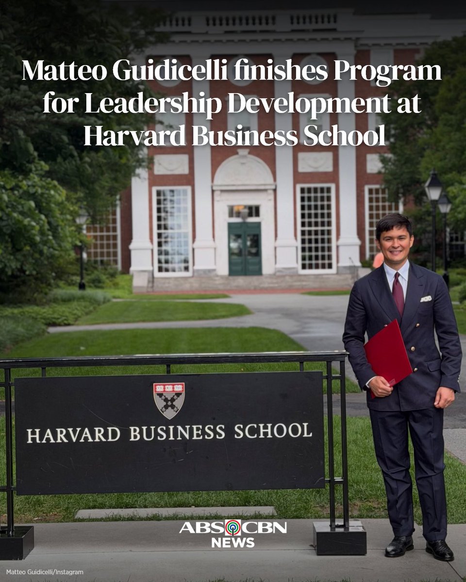 ABSCBNNews's tweet photo. It's "mission accomplished" for Matteo Guidicelli, who has successfully completed a program at Harvard Business School after "six months of case studies, sleepless nights, and focus."

READ: https://t.co/Vt7mw9LEOB https://t.co/RSZDUc2EGW
