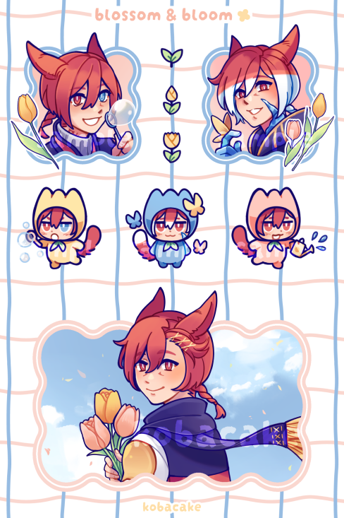 kobacake's tweet photo. blossom &amp; bloom sticker sheet 🌷 https://t.co/YDSztV85FL
