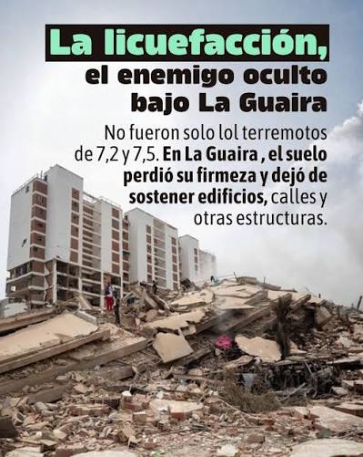 JRTALAVERA1974's tweet photo. La licuación de suelos ocurre cuando terrenos arenosos saturados de agua pierden su firmeza y actúan como un líquido denso durante un sismo. Provoca que los edificios pierdan su soporte, hundiéndose, inclinándose o colapsando.
@NoticiasFalcon https://t.co/nsVpnm2YcL