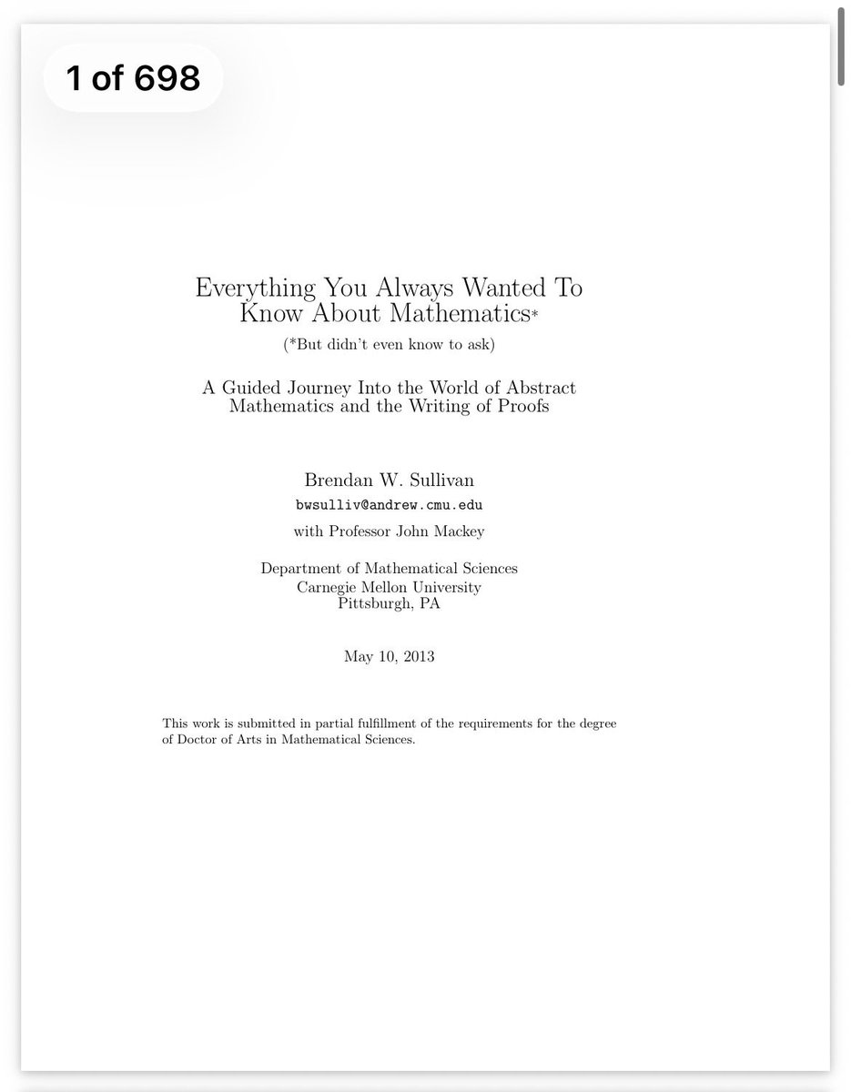 KirkDBorne's tweet photo. Download 698-page PDF eBook…

Everything You Always Wanted To Know About Mathematics* (*But didn’t even know to ask)

A Guided Journey Into the World of Abstract Mathematics, Theorems, and the Writing of Proofs: https://t.co/JLsDOmpP1q https://t.co/B0k8NpW20X