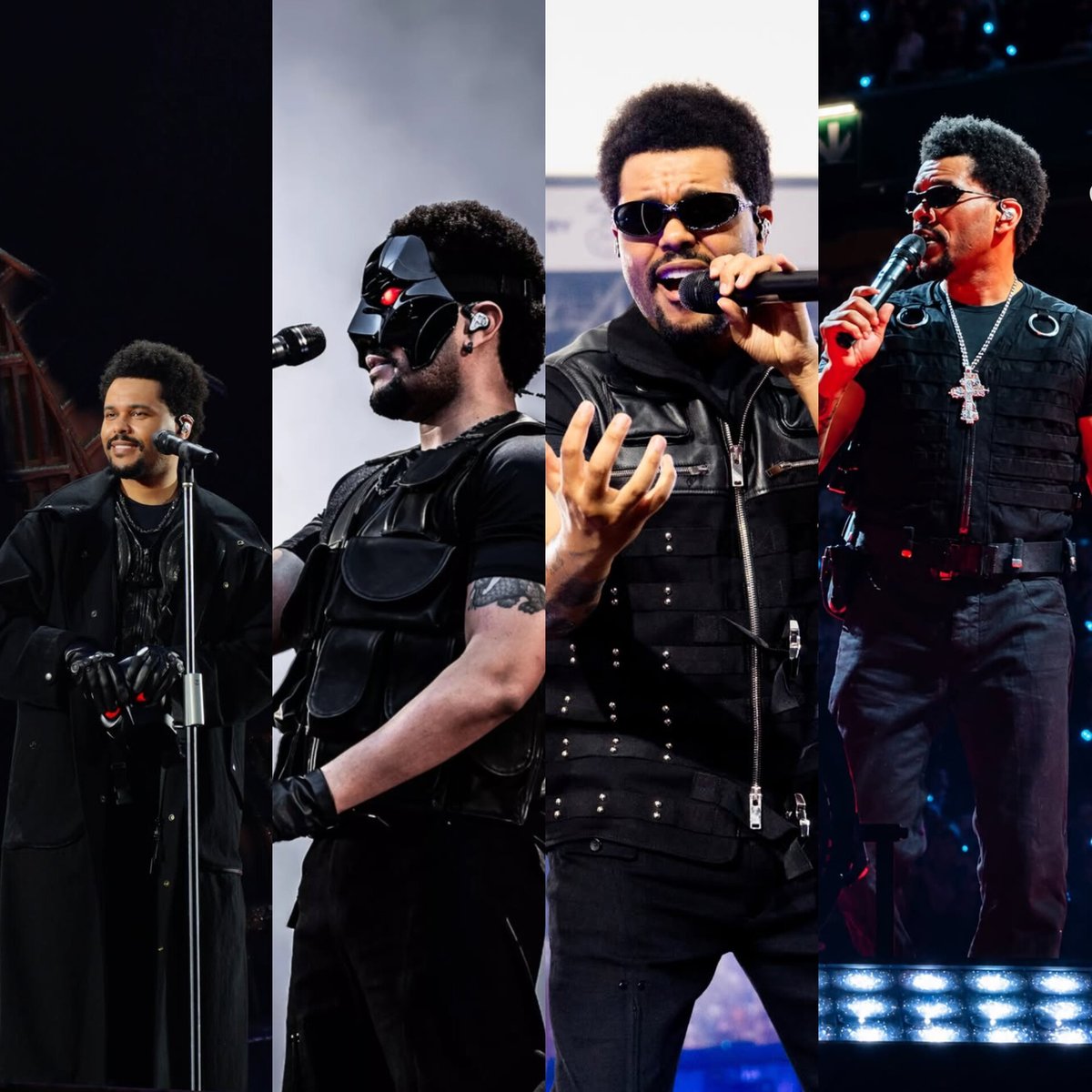 QGTheWeeknd's tweet photo. OUTFIT! The Weeknd sported a total of 4 new outfits on tour during the month of July. 🖤 https://t.co/rtbuAWXTNy