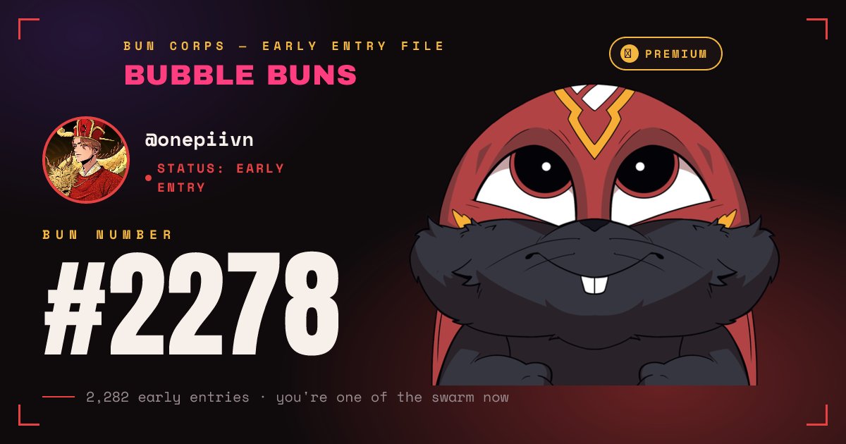 OnePiiVN's tweet photo. I'm Bun #2278 🐰 just secured my early entry into @BubbleBunsHQ 
https://t.co/sC5dEsOOQ3 

#BubbleBuns https://t.co/JIjPv4vupF