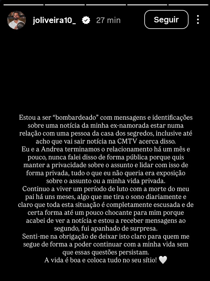 Ana36617382's tweet photo. BABADO. Este João Oliveira é o ex da tal Andrea, a nova namorada do Monteiro. 👀 #sstvi https://t.co/3Oqv73gfGI