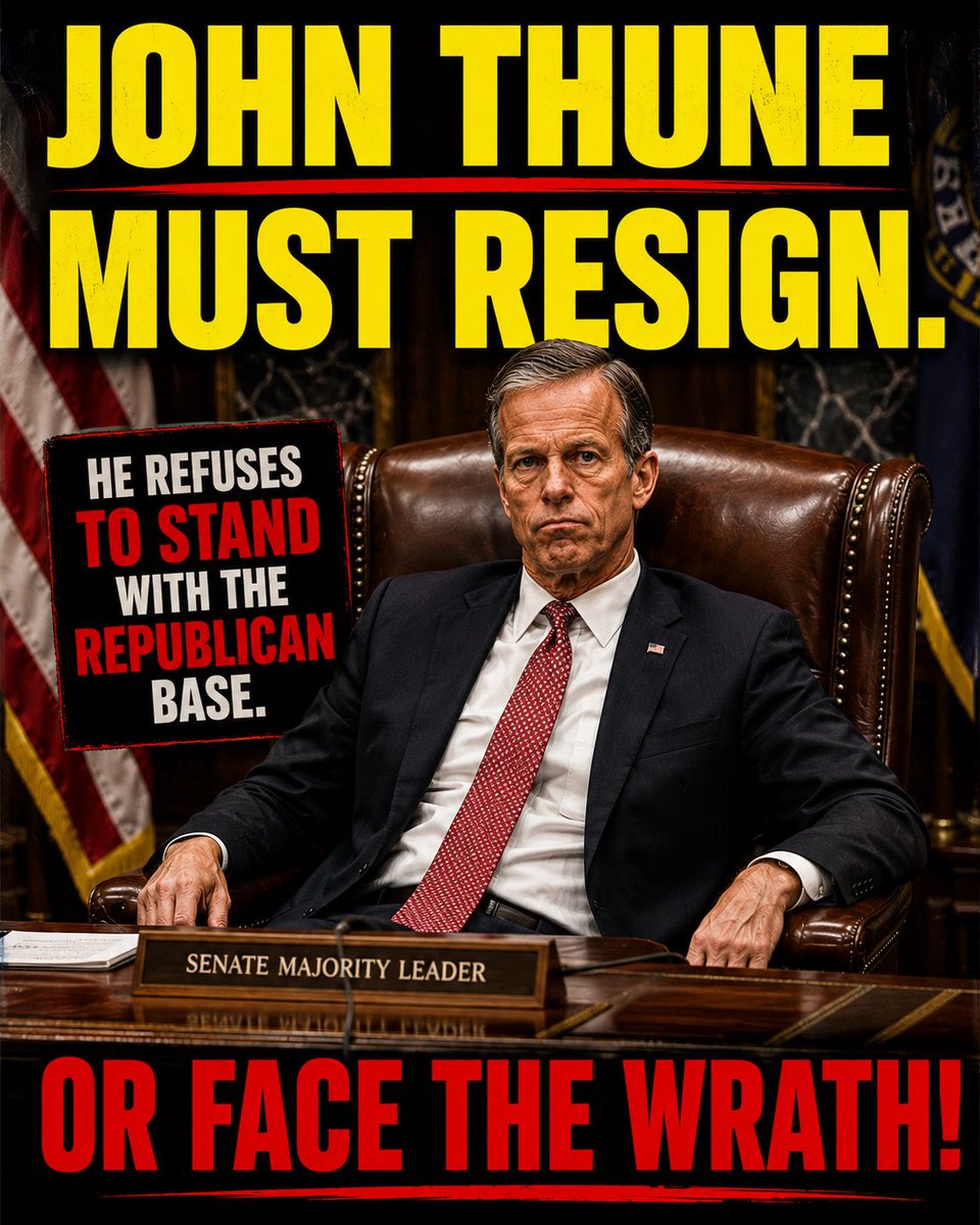 BelannF's tweet photo. JOHN THUNE we are so tired of being angry at you - Do us all a favor and resign - You don't want to do your job anyway - Just make it easy on yourself and resign.

You'll still get paid as though you were the Leader of the Senate when you retire, right - You'll still get whatever that cushy job is you've been promised.

As a matter of fact - why don't you just retire - It's time John.  American needs a Leader who will remember they work for 'We, the People'.