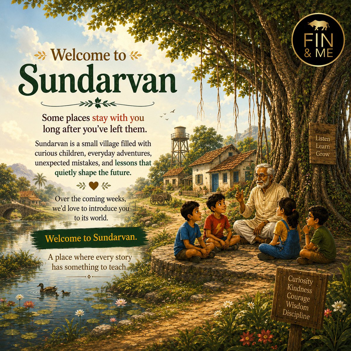 FinAndMe's tweet photo. What if the most valuable financial lessons didn't begin in a classroom...

...but through friendships, adventures, difficult choices, and the little moments every child experiences?

A special journey is about to begin.

See you in Sundarvan.

Stay tuned.

#BooksForChildren https://t.co/PydRWMJObE