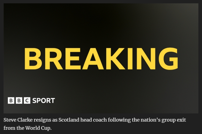 ochaye6dot5's tweet photo. Clarke steps down as Scotland boss after World Cup exit https://t.co/JRl4gv0YBa