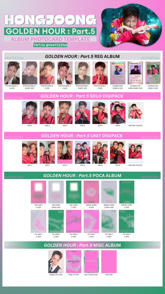 inateezna's tweet photo. ATEEZ [GOLDEN HOUR : Part.5] GH5 Photocard PC  

ALBUM TEMPLATE - MEMBER VER.

Hongjoong Seonghwa Yunho Yeosang San Mingi Wooyoung Jongho 홍중 성화 윤호 여상 산 민기 우영 종호 포카 에이티즈 미니 14집 앨범 골든아워 파트 5 아드레날린 포카 타임피스 포토카드 https://t.co/dd0YbuIwn6
