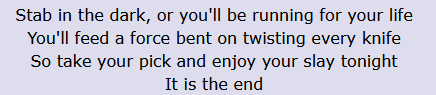Maple_774's tweet photo. I didn't even catch this when I was first listening to it, I love that it's just 5 references to old songs.

After a few more listens I think this is where I'm at:

1.) Laugh Track
2.) Great Unknown
3.) Play Dead
4.) Twisting the Knife
5.) A Work of Art

#INK #IceNineKills https://t.co/7Va1yJWb0k