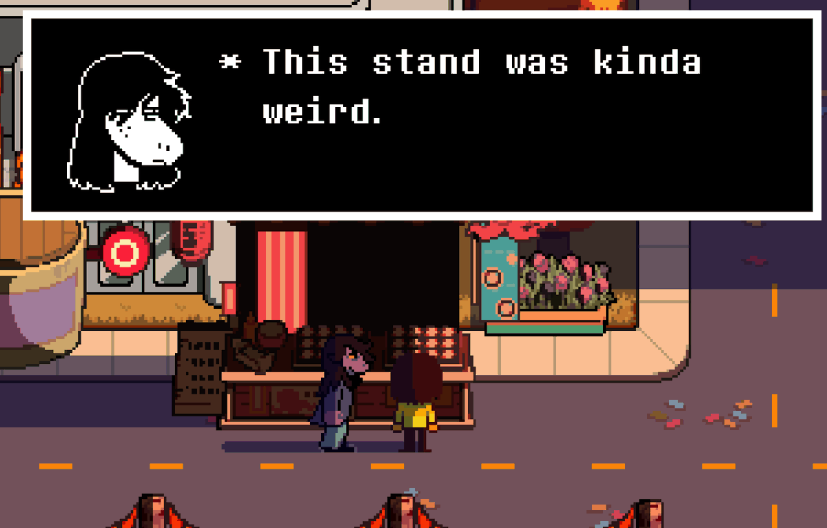 qnnbean's tweet photo. Normal NPC not being there during the festival in the Weird Route is very interesting cuz:

A - Means the goners shenanigans are specifically directed to us (❤️)

B - They are aware we went Side B and still chose to not block the lake this time, which could mean its accounted for https://t.co/IOgpY3ykPE