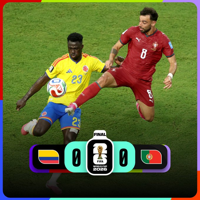 romanomad82's tweet photo. #Mundial2026 #FWC26 #GrupoK #Game69 #COLvsPOR 0-0. Empate sin goles en el que #COL fue mucho mejor y mereció la victoria pese a jugar con varios suplentes, pero les vale el empate. Muy decepcionante #POR sin manejar el partido y con graves problemas atrás. MVP: James #COL https://t.co/n3nI6uwkh7