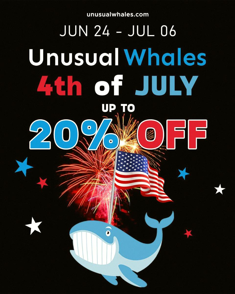 vxqzss's tweet photo. Unusual Whales is running a July 4th deal 🎉

Save up to 20%

Built some tools to help you get through this market.

Jump in: https://t.co/Yaf0ghk4YM https://t.co/T52I5VOdj7