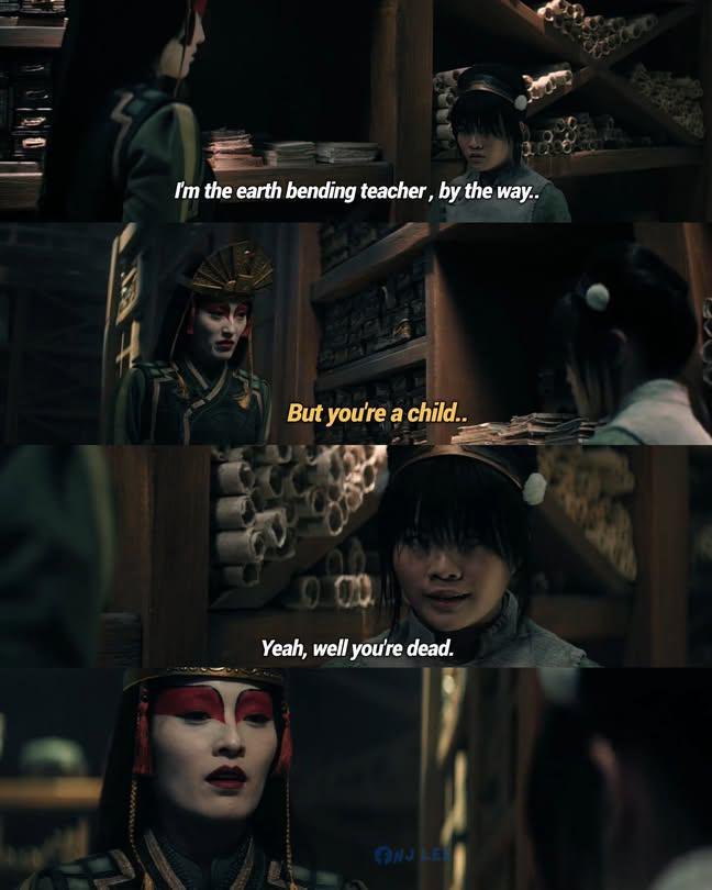 animetvu7um's tweet photo. The live action sucked badly but Toph smoking kyoshi was not expected 😂😂😭 https://t.co/mTISVPG26b