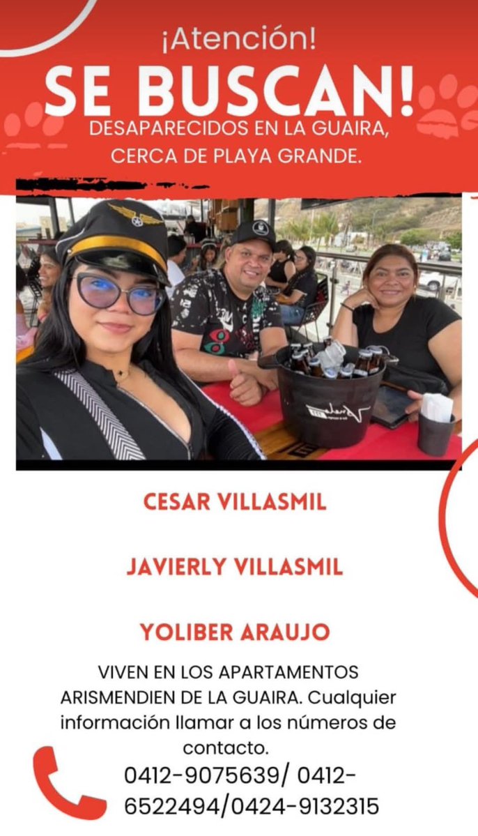 Vnzuelabella's tweet photo. @AlexaGomezDos @valqiria38 Ayudaaaaa  se encuentran en los apartamentos Luisa caseres de arismendi  playa grande un
Papá, esposa e hija ,😭😭😭 https://t.co/XfcsL8bJ6A