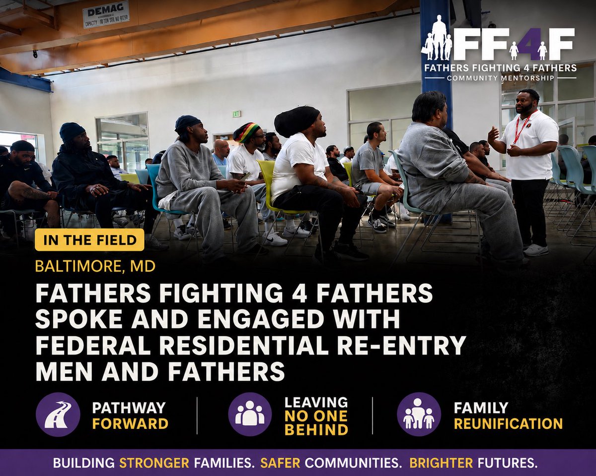 FathersF4's tweet photo. This week Fathers Fighting 4 Fathers Community Mentorship Inc. had the privilege of speaking with and engaging 71 men in a federal residential reentry program, beginning the process of family reunification. Every Fathers deserves to reconnect with their  family! https://t.co/q4b1y2chhp