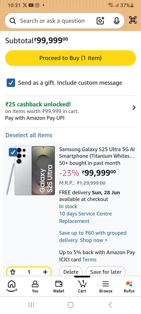 OG_shivam_'s tweet photo. @stufflistings Rs. 89,499/- 

#AmazonPrimeDaySale #GalaxyS25UltraDay1 https://t.co/MqwfdLhAWv