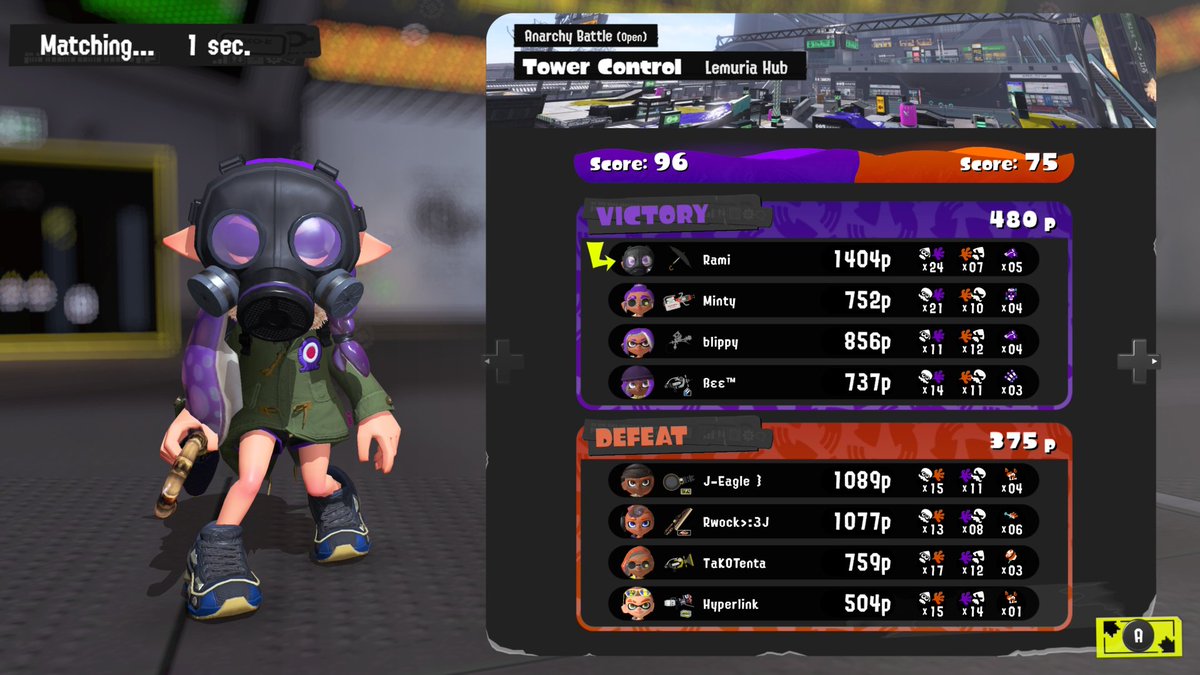 Rami__Noodles's tweet photo. I may only be B rank in splatoon, but im pretty proud of my performance from the other day https://t.co/l6XeWEmUva