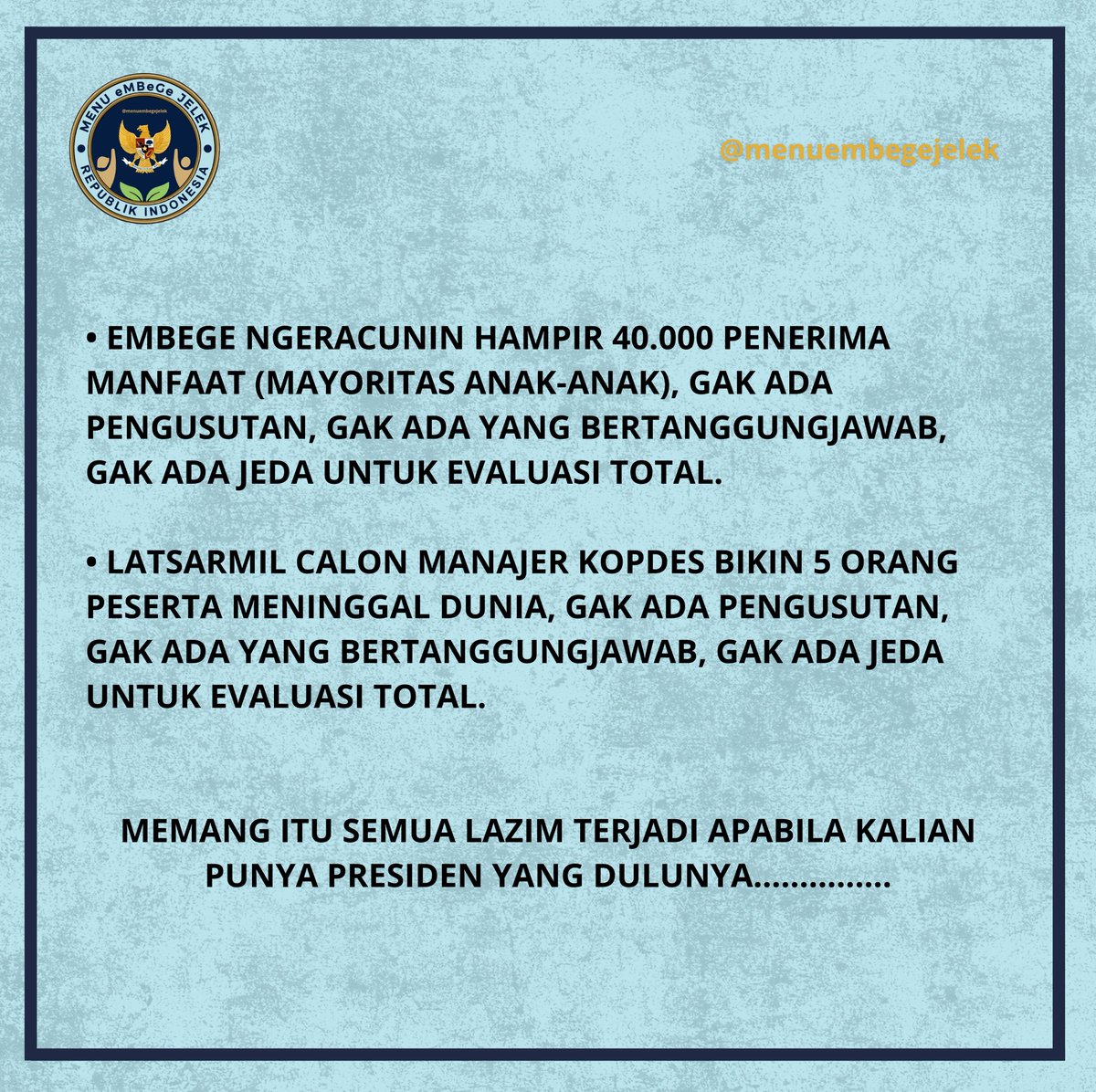 menuembegejelek's tweet photo. Bener-bener tipikal kuat kalo negara ini emang dipimpin sama pelanggar HAM berat😭 https://t.co/N2g0ZiSbWx