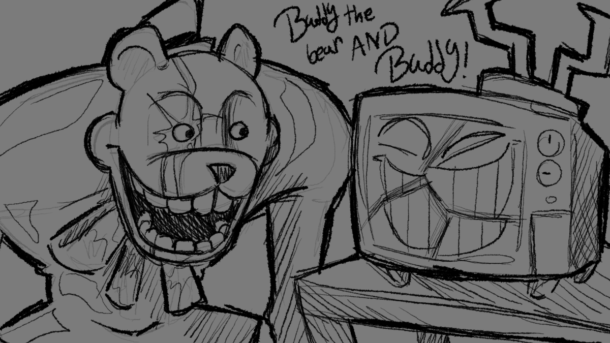 ShortBeanz's tweet photo. Fuck it, here's Buddy and Buddy the bear from Fnaf 1 Remake just because my brain said "haha, two Buddys from things I like = funny" #cleancrew #roblox #fnaf1remake #fnaf https://t.co/uiEPCJfd9u