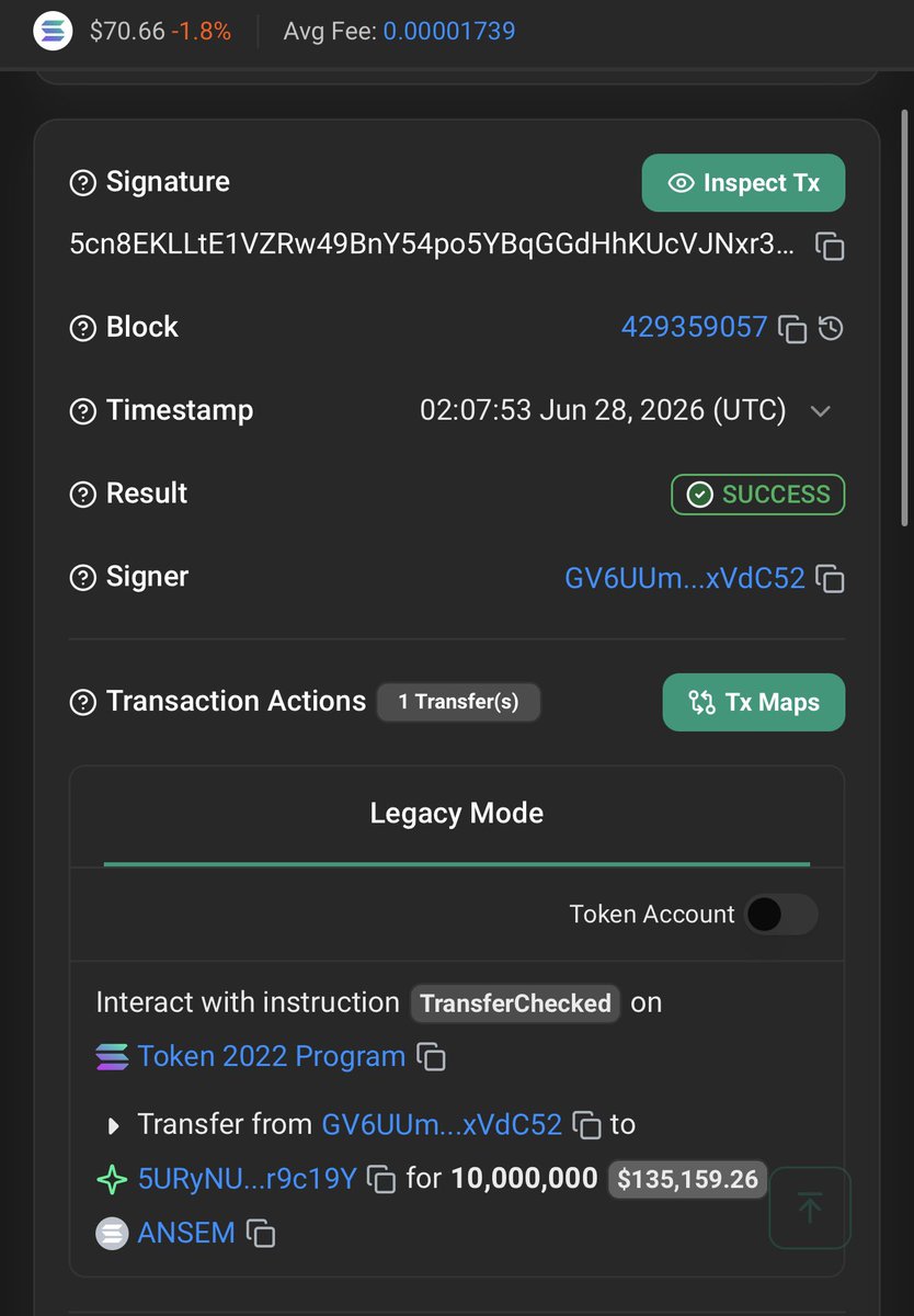 d3v_unknown's tweet photo. Ansem’s wallet transferred 10M supply of “The Black Bull | $ANSEM” to this wallet (5URyNUmhcuWdZiiQrtNdFrSbQPfq72UV2gqQasr9c19Y) worth $130k+ (See first picture)

https://t.co/memCvSc2Ki

And then this wallet created a coin 21 days ago 

Should be his alt wallet. He’s getting all the fees on his alt

CA: 
https://t.co/9i6GiSXBmu