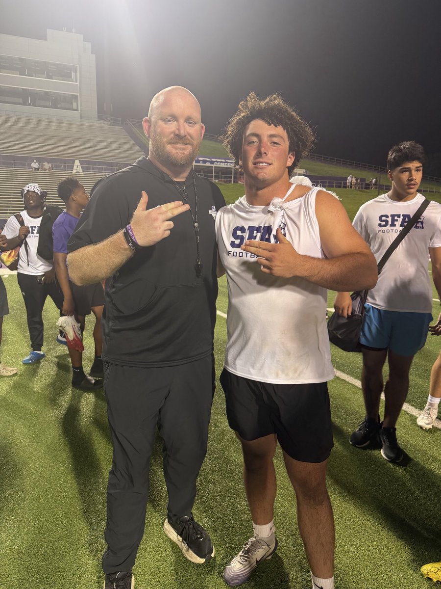 CashGatlin's tweet photo. Had a great time at the @SFA_Football camp! Huge thanks to @coach_salgado @CoachCarthel @CoachFaske @CoachWhitt_ for helping me get better! https://t.co/XCE69cRx1z