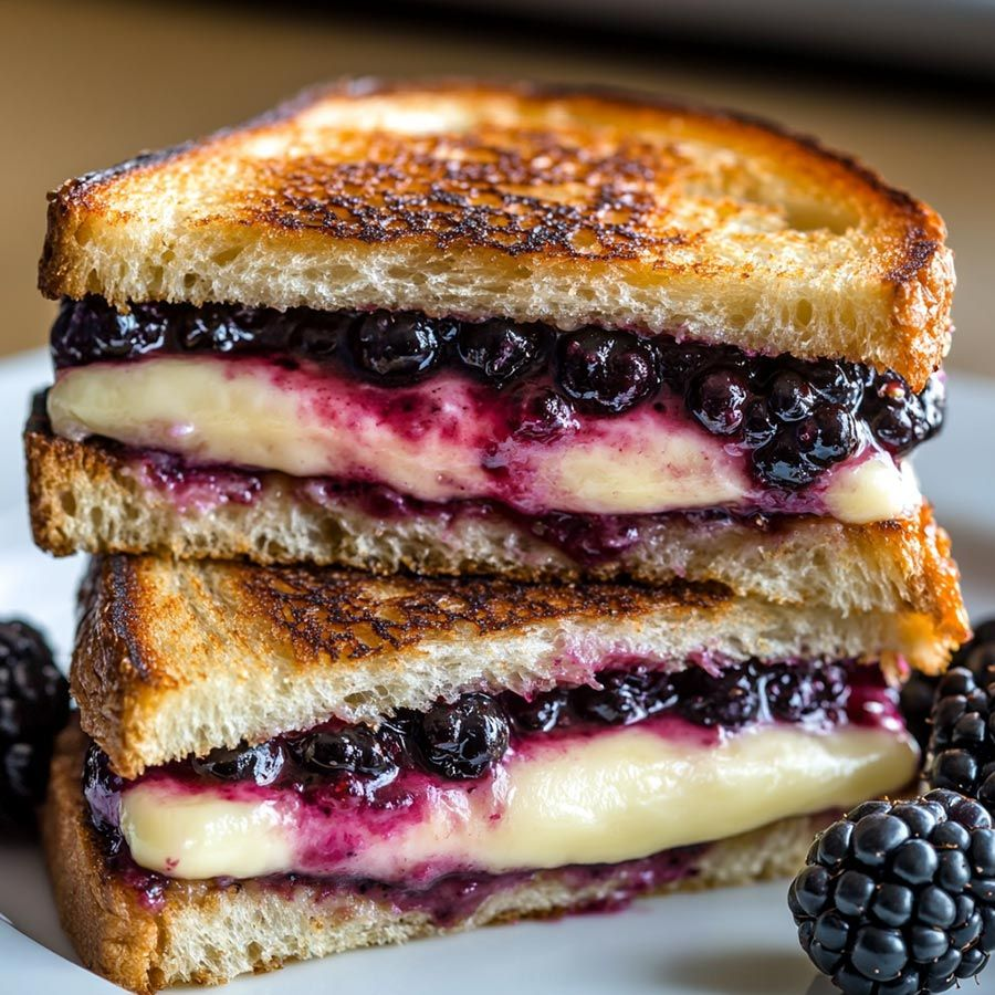 ann_ann886's tweet photo. Blackberry & Brie Grilled Sandwich

Servings: 2 sandwiches Prep: 10 minutes Cook: 8–10 minutes
Ingredients
4 slices sturdy bread (sourdough, country white, or brioche)
6–8 oz Brie, rind on, sliced
1 cup fresh blackberries (or 3/4 cup if large), lightly smashed
1–2 tsp honey or maple syrup (to taste)
1 tsp lemon juice + a pinch of zest (optional, brightens berries)
2–3 fresh thyme sprigs or a few basil leaves, chopped (optional)
2–3 tbsp unsalted butter, softened (or butter + a little mayo for ultra-crisp)
Pinch kosher salt and black pepper
Optional add-ons
1–2 tsp balsamic glaze (drizzle inside before grilling)
A handful of baby arugula (add after grilling for peppery bite)
Crispy prosciutto or bacon strips for salty crunch

Instructions
Prep the berries
In a small bowl, gently mash blackberries with honey (and lemon juice/zest if using). Stir in a tiny pinch of salt and the thyme or basil. You want a loose, spoonable mixture with some whole berries left.
Butter the bread
Spread the outside of each bread slice with softened butter (or a 50/50 butter–mayo mix for extra browning).
Assemble
Flip two slices butter-side down. Layer brie evenly, leaving a small border.
Spoon a generous layer of blackberries over the brie (don’t flood the edges). Add a crack of black pepper. If using balsamic glaze, drizzle very lightly now.
Top with remaining bread, butter-side up.
Griddle low and slow
Heat a nonstick skillet or griddle over medium‑low. Add sandwiches and cook 3–4 minutes per side, pressing gently with a spatula, until deep golden and the brie is fully melted. If browning too fast before the melt, lower heat and cover the pan for 30–60 seconds.
Finish and serve
Rest 1 minute, slice, and serve warm. If using arugula, tuck a few leaves inside just before serving.

Tips
Brie melts best at gentle heat; patience = oozy center without scorched bread.
Too juicy? Strain excess blackberry juices or cook them 1–2 minutes in a small pan to thicken slightly.
Sweet–savory twist: add 1–2 paper-thin slices of red onion or a few crispy prosciutto shards.