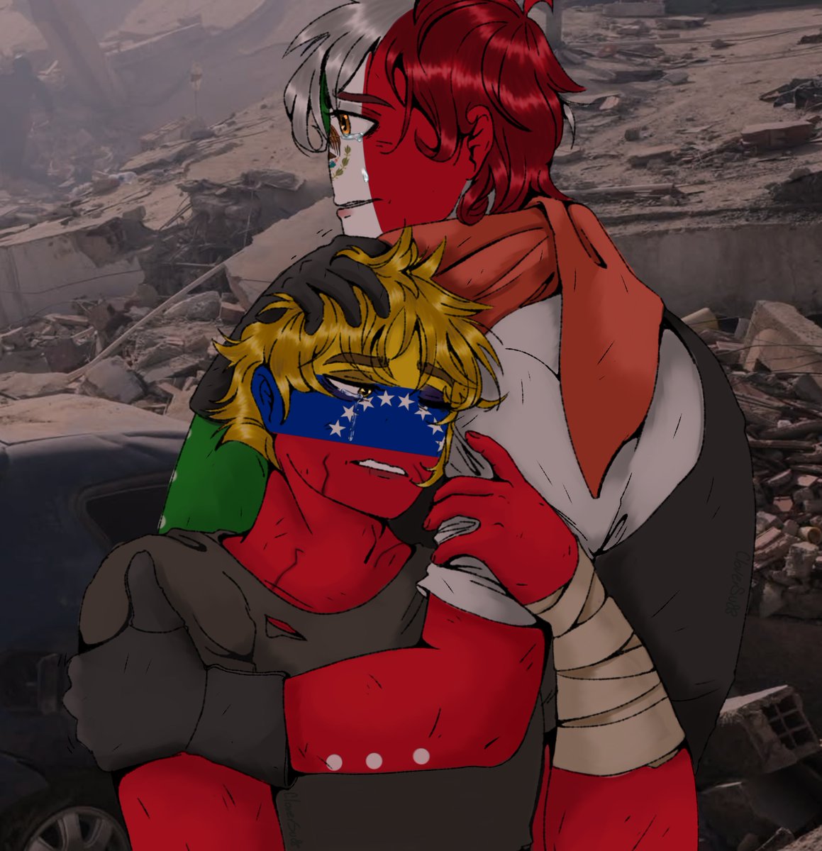 CloverSu3's tweet photo. No hay palabras...solo oraciones desde un país que los apoya en lo que puede. Fuerza, hermanos 💔🙏
#countryhumans #countryhumansVenezuela #CountrhumansMexico https://t.co/2Fek4GY8hK