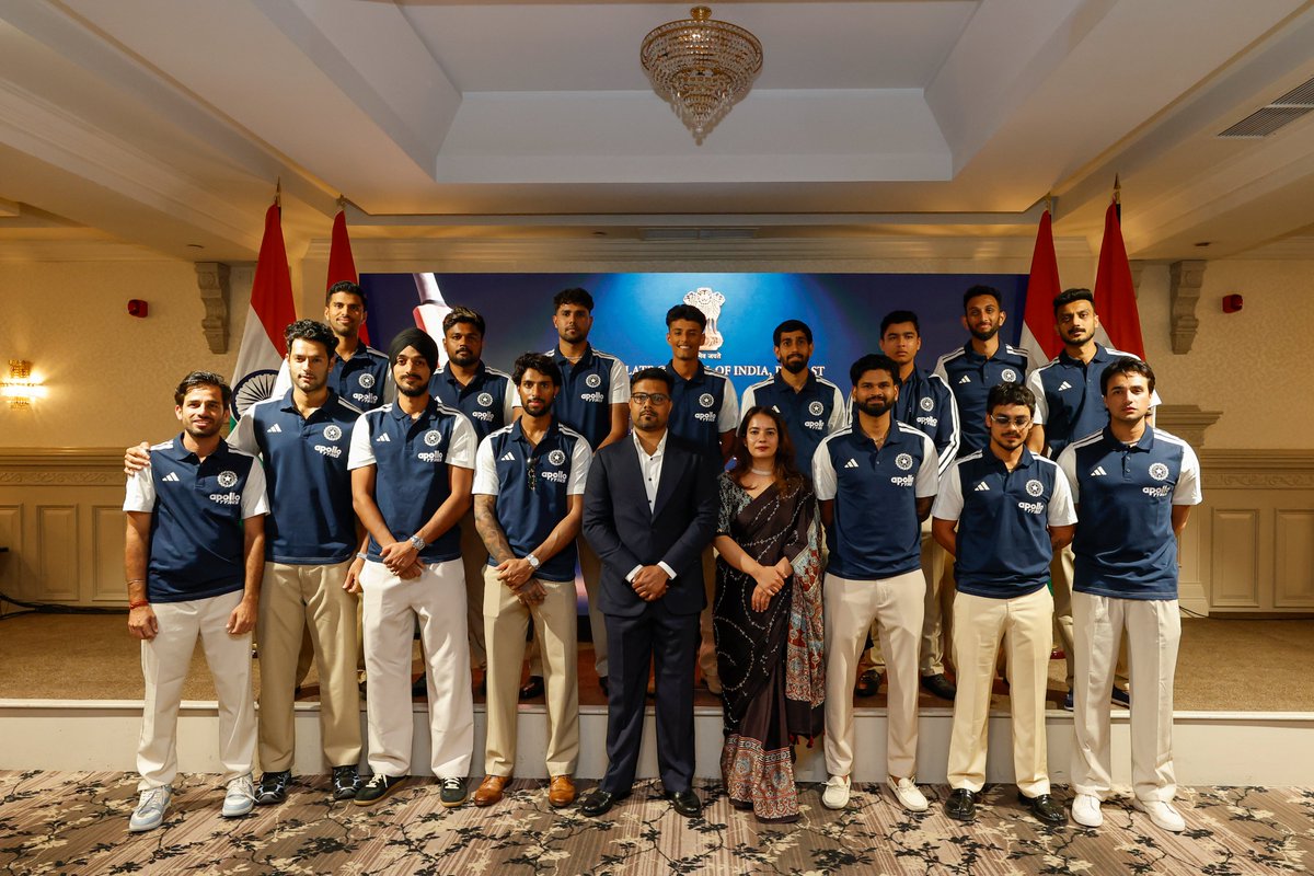 BCCI's tweet photo. An evening of warmth, camaraderie and the Indian spirit in Belfast. 🇮🇳

The Consulate General of India in Belfast (@CGIBelfast) welcomed #TeamIndia at a special reception hosted by Ms Kiran Khatri, Consul General of India. Joined by members of the Indian community and distinguished guests, the occasion reflected the enduring appeal of cricket in bringing people closer.