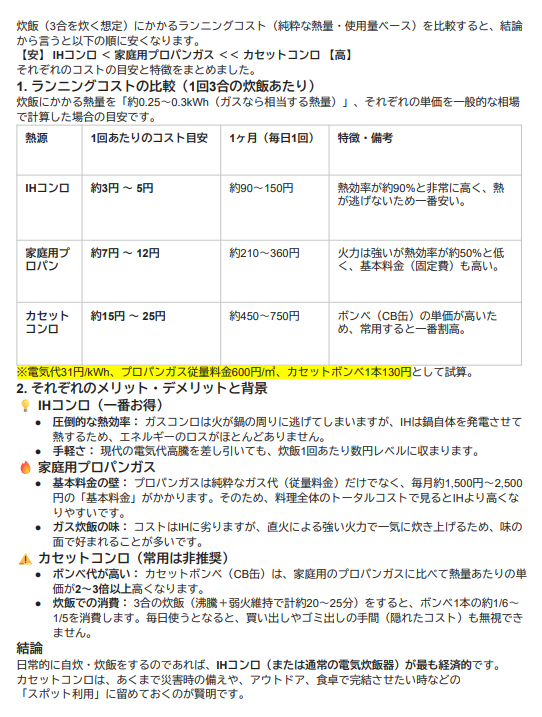 Moya2E's tweet photo. @aoigawa IH:炊飯機能は放置OKも 必要量の設定が無いと使えない
3種共通のデメリット
・マニュアル炊きなので 放置できない(除くIH炊飯機能)
・冬季 蒸らし時の保温に工夫が要る
・気温低い時、火加減がやや大変
・文化鍋を使っても周囲への飛散が面倒

Gemini子さんは別添のとおり仰せ https://t.co/IHdIrtBOLL