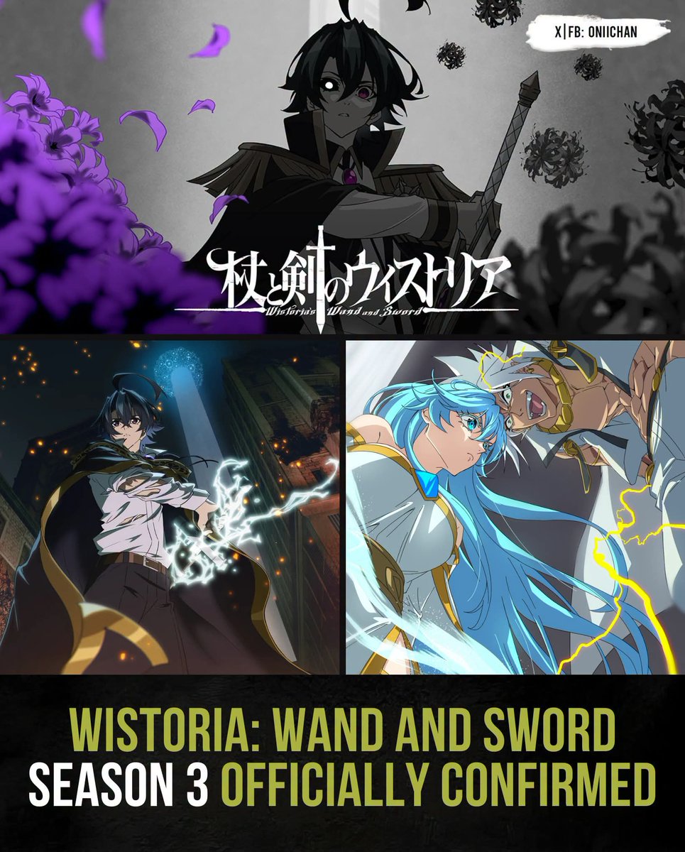 oniichanph's tweet photo. Season 3 is officially happening for Wistoria.

The TV anime Wistoria: Wand and Sword has confirmed that Season 3 is now in production, right after Season 2 reached its finale.

Will Serfort’s journey isn’t over yet. After fighting his way through a world where magic decides everything, Will’s path toward the top of the tower, and his promise to reunite with Elfaria, will continue in the next chapter.

The official announcement also revealed a new commemorative visual drawn by character designer Sayaka Ono, along with a special production-decision teaser.

No release date has been announced yet, but the adventure of Will and the others is officially moving forward. ✨