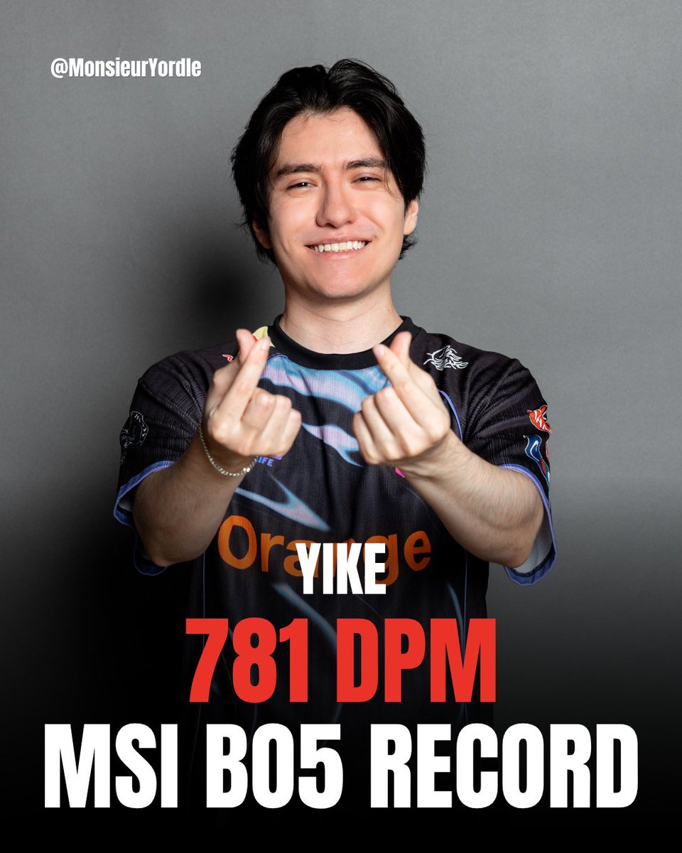 MonsieurYordle's tweet photo. 🚨 YIKE BECOMES THE JUNGLER WITH THE HIGHEST DPM IN A BO5 IN MSI HISTORY

He overtakes Kanavi, 719 DPM

#KCORP