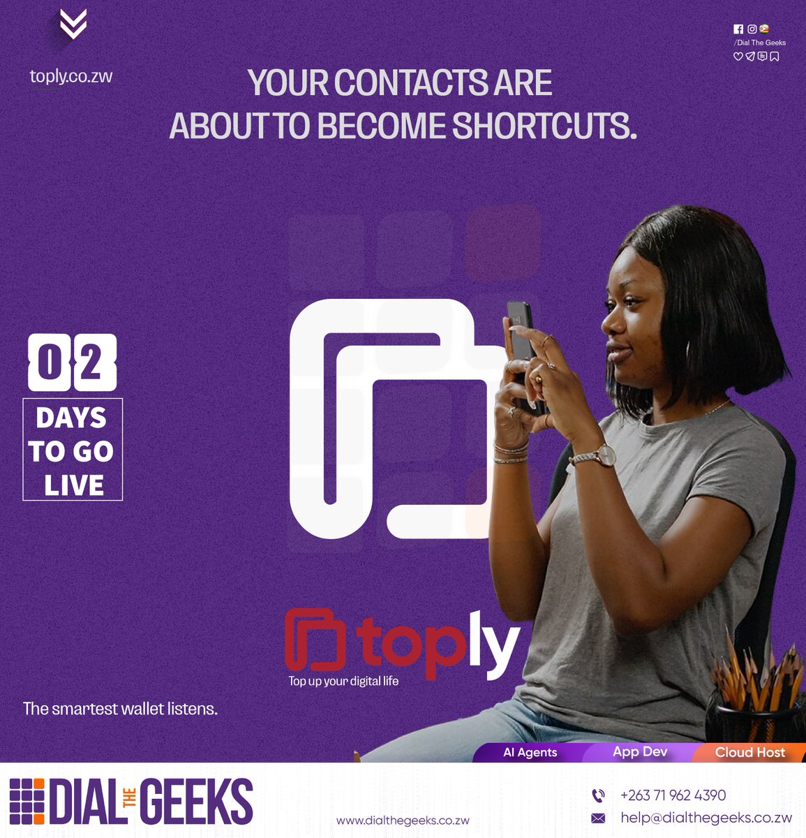 dialthegeeks's tweet photo. 2 DAYS TO GO ⏳⚡  
No more “DSTV expired” panic in the 89th minute 😩  
Top up DSTV, ZESA, airtime + data with your voice, in seconds.  
Fast. Fun. Zero stress.  
We’re launching soon 👉 https://t.co/HuKaMpyyh7 | 01 July  
#dilathegeeks #dstv #buydstv #supersport #worldcup2026 https://t.co/PN4uHwzGpX