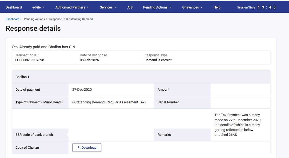 mulayk's tweet photo. @IncomeTaxIndia  @nsitharaman @FinMinIndia
I have raised grievance against the outstanding demand from the assessment year 20-21, and the outstanding demand was already paid for this demand i am following up for last couple of years to close, plz help me to close the same https://t.co/GtlZXed9IJ