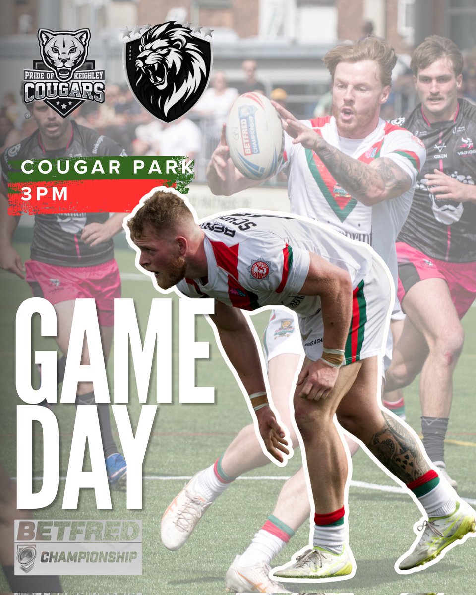 Cougarmania's tweet photo. Game day
Vs Swinton Lions 
3pm kick off

Arrive before 11:30am and get in for free so you can watch Keighley Albion U14's and Brasil Vs German Exiles.

Play for your cards right is back in Hospitality so please bring some money if you want to take part.

After 11:30am the price on the gate is £18/£15/free for U16's 

#rugbyleague #cougarmania #keighleycougars