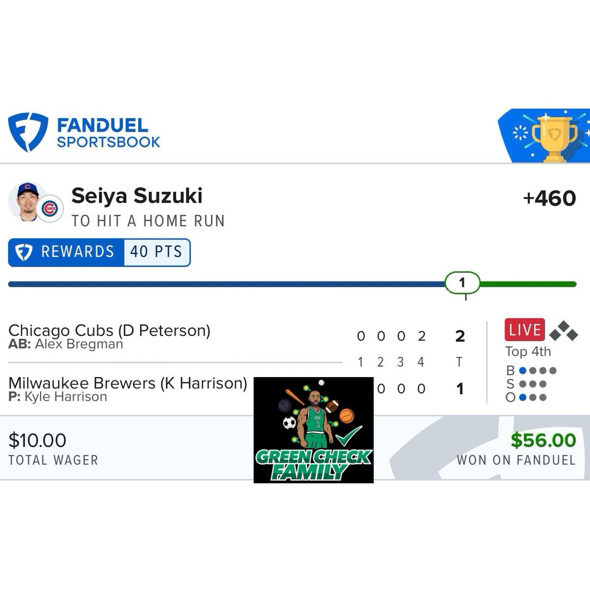 GCFdiscord's tweet photo. GCF Discord heating up this weekend 💪🏽🔥. HR lotto, ML smack, and a few singles ✅✅✅. Tap in! Join our discord on WHOP for daily sports betting analytics and plays.

https://t.co/Qg5IjeUru7 https://t.co/rvnHj09LVa