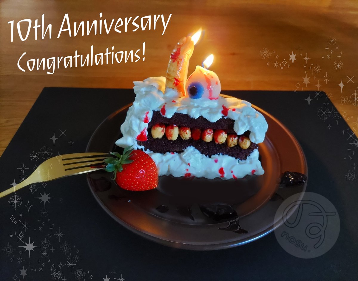 nosu_gk's tweet photo. ✨10周年おめでとう🍰😋
シュヴァルツヴェルダー・キルシュトルテをイメージして作りました
#DbD10周年 https://t.co/iUfqMKk5G0