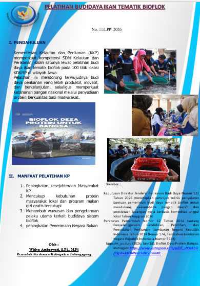 LuhkanTLA's tweet photo. Jumat (26/06/2026) Widya Ambar, Luhkan Kab. Tulungagung di Pokdakan Mina Makmur Ratu Desa Tanen Kec. Rejotangan melakukan pendampingan akses informasi pelatihan budidaya ikan tematik bioflok.
@bppsdm_bp3bwi https://t.co/0MYjMhxviZ