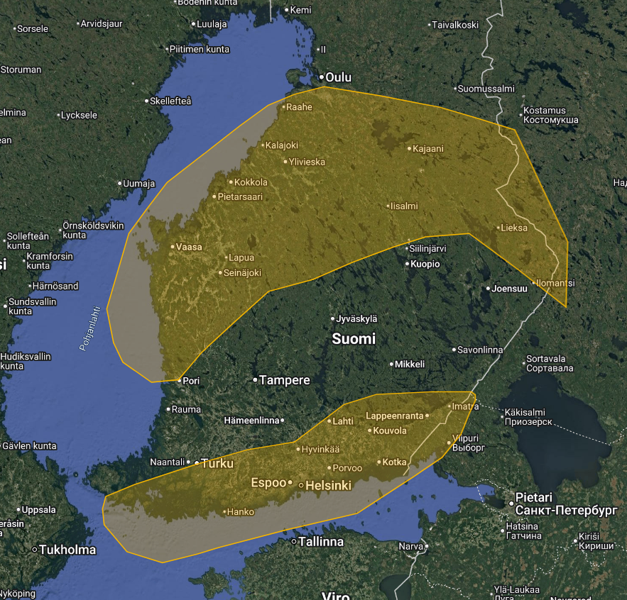 ZatorP's tweet photo. Ukkosennuste päivitetty!
(https://t.co/URGBg2Vxmc)
🟧Paikallisia ukkoskuuroja joiden yhteydessä voi esiintyä voimakkaita ukkospuuskia YLI 15m/s. Vettä voi sataa runsaasti lyhyessä ajassa.  Taajamatulvariski. https://t.co/evmETk5p1o