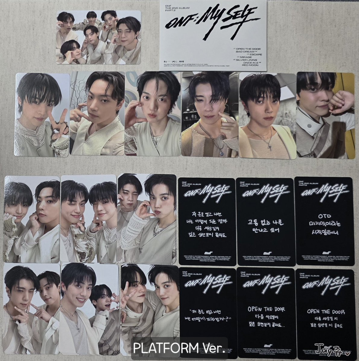 ljuy_h's tweet photo. 온앤오프 (ONF) - 정규 2집 Part.2 [ONF:MY SELF] 포카리스트 - (PLATFORM Ver.) https://t.co/zslbD3qHIH
