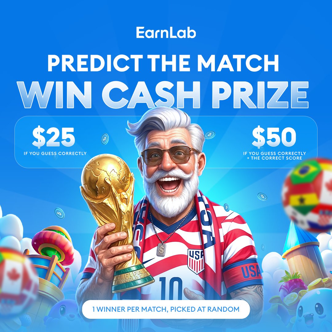 earnlabcom's tweet photo. PREDICT THE MATCH &amp; WIN CASH! 💰 

Here's how it'll work:
1⃣ We post a prediction for each match
2⃣ Retweet, comment who wins &amp; the final score to enter on each post

$25 if correct, $50 with the exact score 💸

Turn notifications on so you never miss a match prediction post! 🔔 https://t.co/23FOmWP4MU