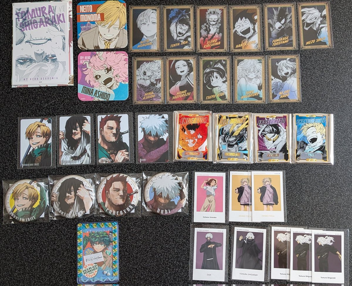 claptama's tweet photo. 【交換】ヒロアカ
原画展 ベースヤード 新十傑 ステータスカード

譲　画像1
葉隠 波動 飯田 切島 瀬呂 常闇 障子 物間 相澤 死柄木 荼毘 トガ

求　画像2
緑谷
最優先→原画展 箔押しクリカ

※異種可
※郵送交換

検索からでもお声がけください！ https://t.co/WUjFpdY4eX