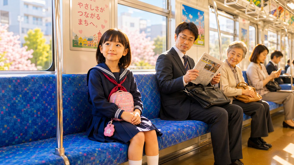 japan_nobunaga's tweet photo. In Japan, a seven-year-old rides the train across the city. Alone.

No parent. No phone. No adult watching over her at all.

She bows to no one in particular, finds a seat,
sets her little backpack on her lap, and folds her hands.

She is going to school. By herself.
Across a city of fourteen million strangers.
And not one person in that car thinks anything is wrong.

A businessman glances up, then back to his paper.
An old woman smiles at her and looks away.
Nobody films her. Nobody calls anyone. Nobody is afraid.

Because here, a small child alone is not a victim waiting to happen.
She is just a kid going to school. Like every kid before her.

I was raised on the opposite. Lock the door. Watch your back.
Hold their hand. Never look away, not for one second,
or the world will reach out and take them.
And somewhere across the years, I let myself believe that was simply true.

Then I watched a seven-year-old ride home through a city of millions.
Step off at her stop. Walk the rest of the way. Safe.

We had this once, too. I am sure of it.
A street that kept an eye on your kids.
A town that walked them home.

Japan did not find a secret. They just never stopped
being decent to each other. Quietly. Every single day.
While the rest of us slowly forgot that we ever could.

That little girl will make it home tonight.
She always does. 🇯🇵