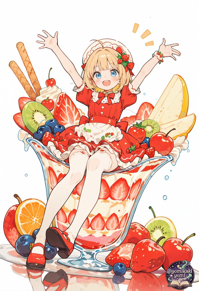 yomikakiyomi's tweet photo. パフェ子ちゃん 
テーマ「パフェ」
＃AIart https://t.co/jAKi7XF359