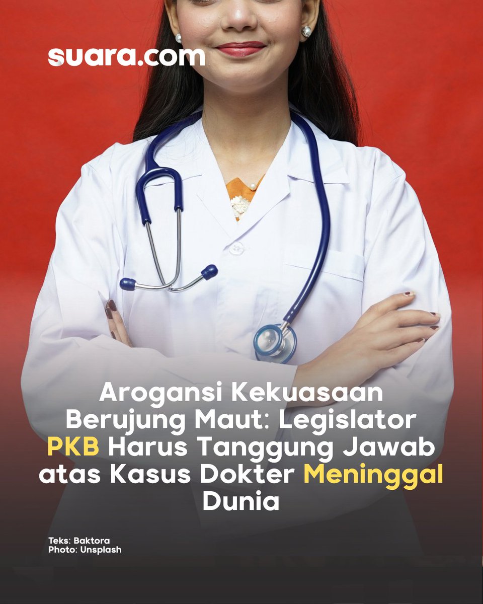 suaradotcom's tweet photo. Ketika kekuasaan dipakai untuk mengintimidasi hingga nyawa seorang dokter perempuan melayang, hukum tidak boleh diam.
Baca selengkapnya: https://t.co/ffxncmO0V7
#doktermuda #NTT #legislator #intimidasi #PKB #meninggaldunia BM https://t.co/lnaUKS4hCs