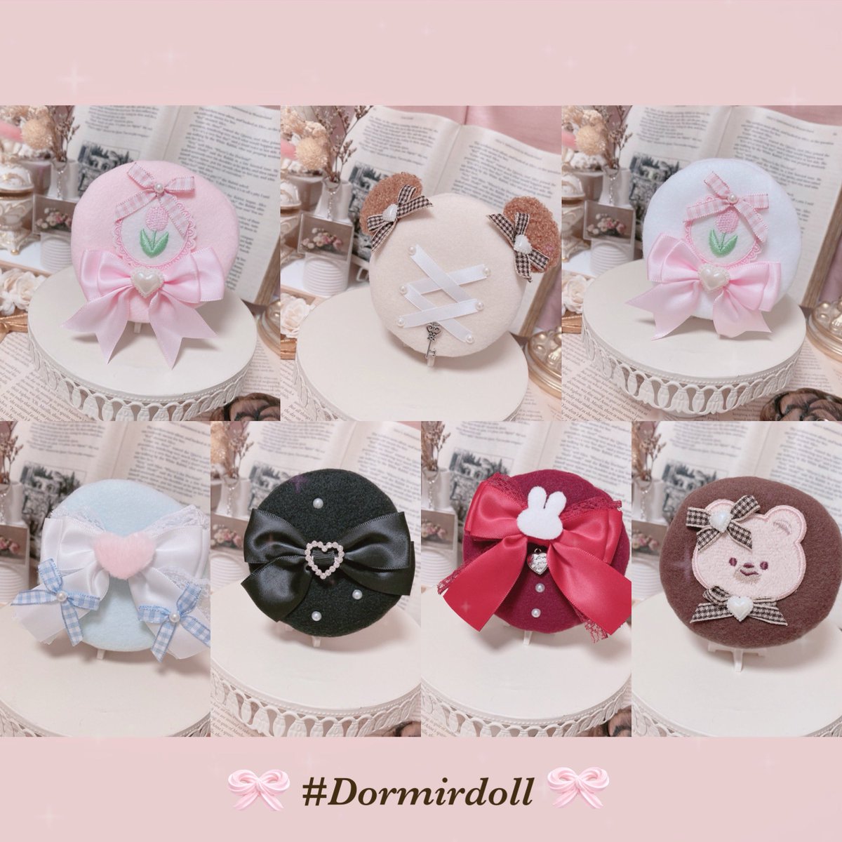 nemu_Dormirdoll's tweet photo. 🎀出品のお知らせ🎀

･ドール用ベレー帽
※MSDサイズ(ウィッグ7ｰ8inch)をモデルに制作しました💭
※水色とボルドーのベレー帽はボニバニ6サイズとなっております
※今回はMDDサイズではないのでサイズミスにご注意ください🥲

本日18時よりメルカリにて出品予定です🎀

https://t.co/QglQEfnR9l https://t.co/MAeewLHeuB