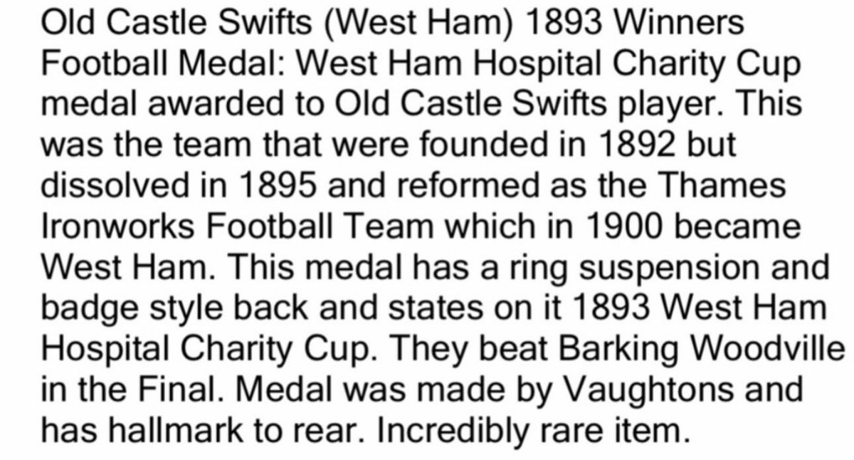 HammerMusePerth's tweet photo. Before @WestHam there was Thames Ironworks,b4 TIW, there were clubs called 🏰Swifts/Old St Luke’s.🏰Swifts joined with Old St Luke’s after the 1893-94 season 2 bcome Old🏰Swifts b4 becoming TIW.This Winners🥇is from the West Ham Charity🏆in 1893⚒️⚒️⚒️ 👀👉https://t.co/uFCoahjO9q https://t.co/N9bNFiEEVZ