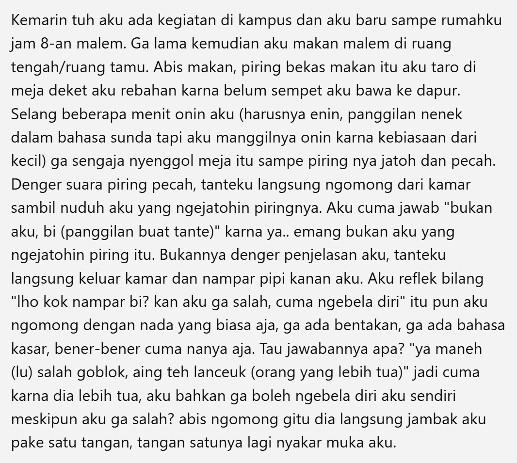 Hadistiara_'s tweet photo. Aku baru aja mengalami kekerasan fisik dari tanteku sendiri. https://t.co/UcO1LhmGxm