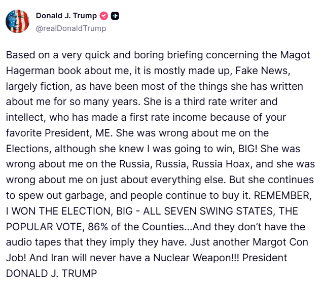 clashreport's tweet photo. Trump:

And Iran will never have a Nuclear Weapon!!! https://t.co/gennUPHJnz