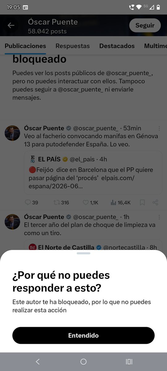 FrancescRL13's tweet photo. El ministro Óscar Puente me ha bloqueado por decirle que se dedique a trabajar y dejé X...viva la "democracia" y la " libertad expresión" 🤦😂😂 https://t.co/2dCkjVs8gg