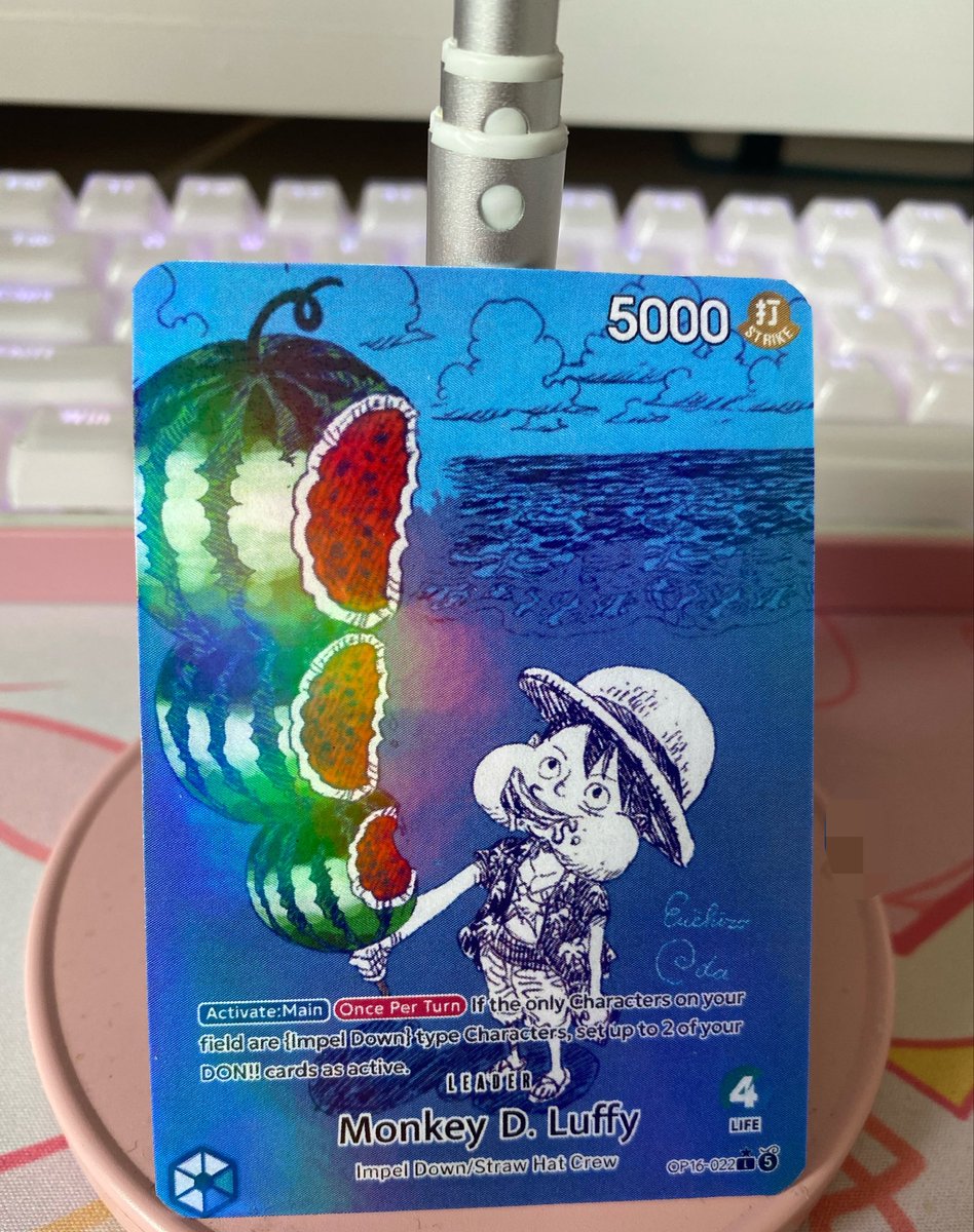 acebunnytcg's tweet photo. 🍉Luffy Custom Giveaway 🍉

in celebration of raising so much for the charity in the first day i’ll be giving away TWO of these custom G/U Luffys 

to enter:
🍉follow me (@acebunnytcg) 
🍉repost 🔁
🍉 tag a luffy fan

GLOBAL SHIPPING PWE

Ends July 4th 2026
GOODLUCK https://t.co/fcfDrAoo9e